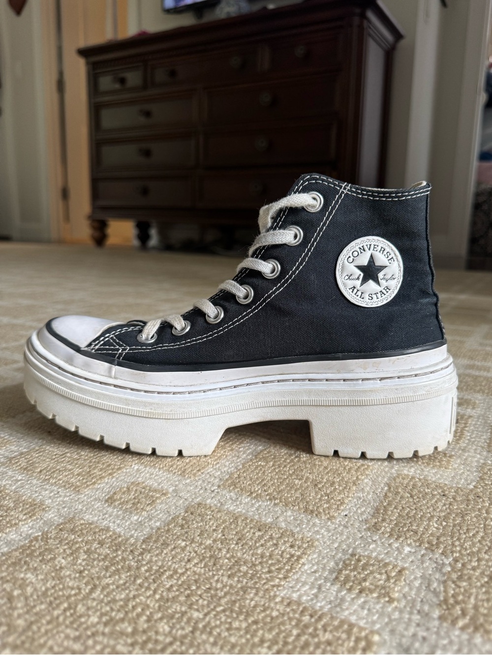 Converse Chuck Taylor All Star
Lugged Heel High Top Platform Sneakers Black 6 - Picture 10 of 17